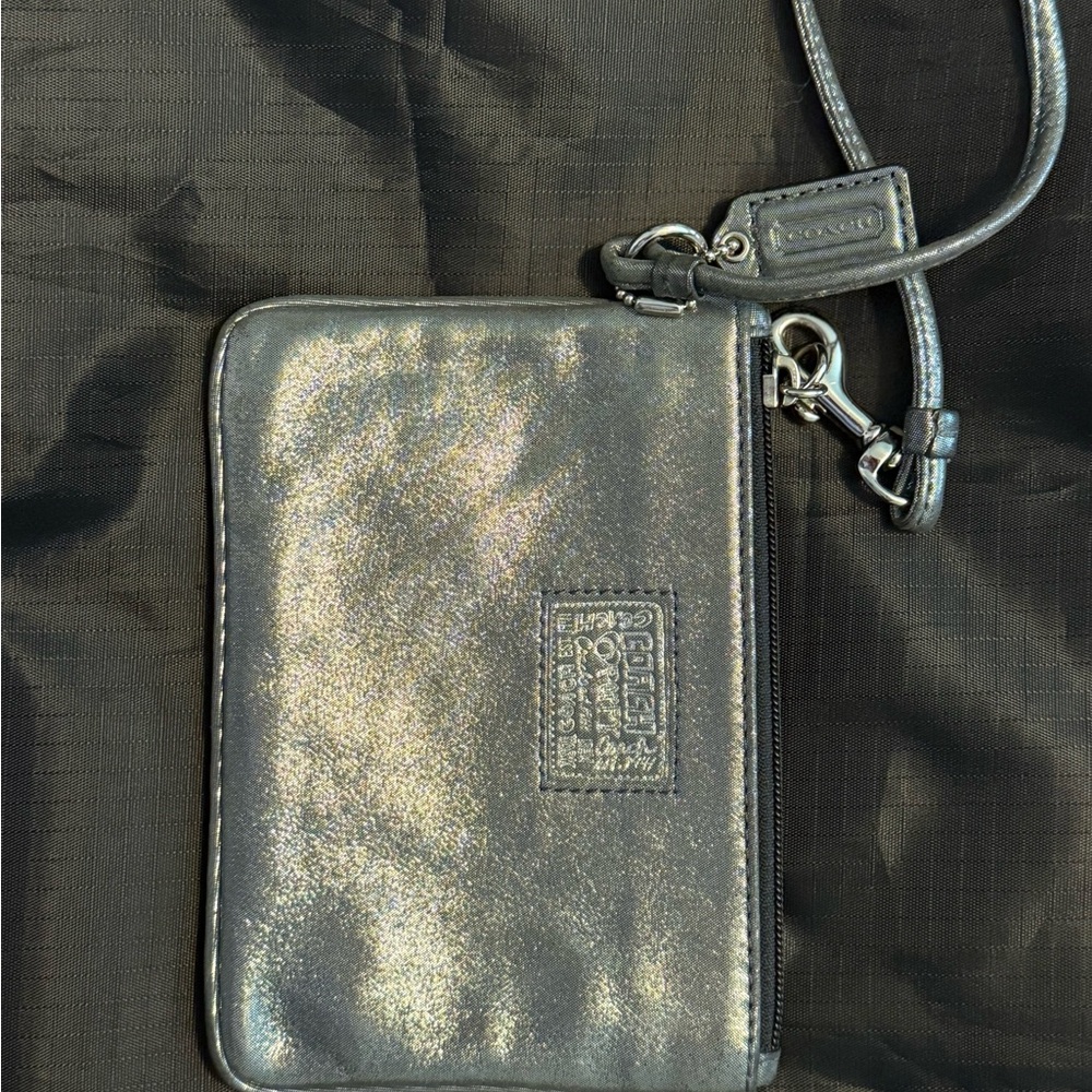 Coach Shiny Silver Wristlet